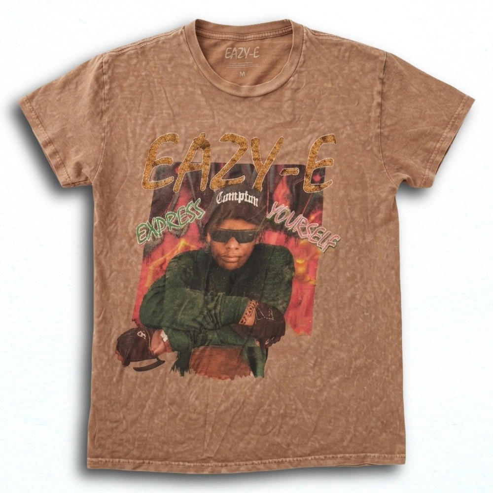 Eazy-E Express Yourself Graphic T-Shirt Brown Mineral Wash Mens Medium